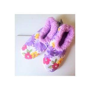 Fuzzy Slippers Floral Skid Free